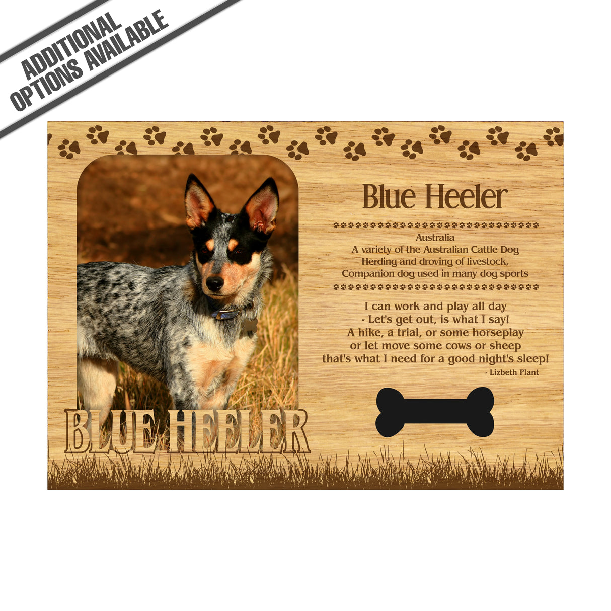 FW Engraved Wood Matte - F-MAT_-20-0027 - Blue Heeler - Dog Profile