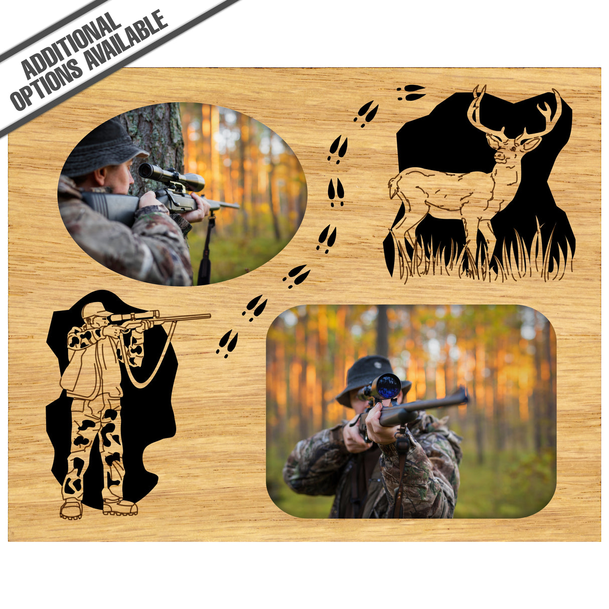 FW Engraved Wood Matte - F-MAT_-7-0032 - Rifle Hunting Deer - 2 Photos