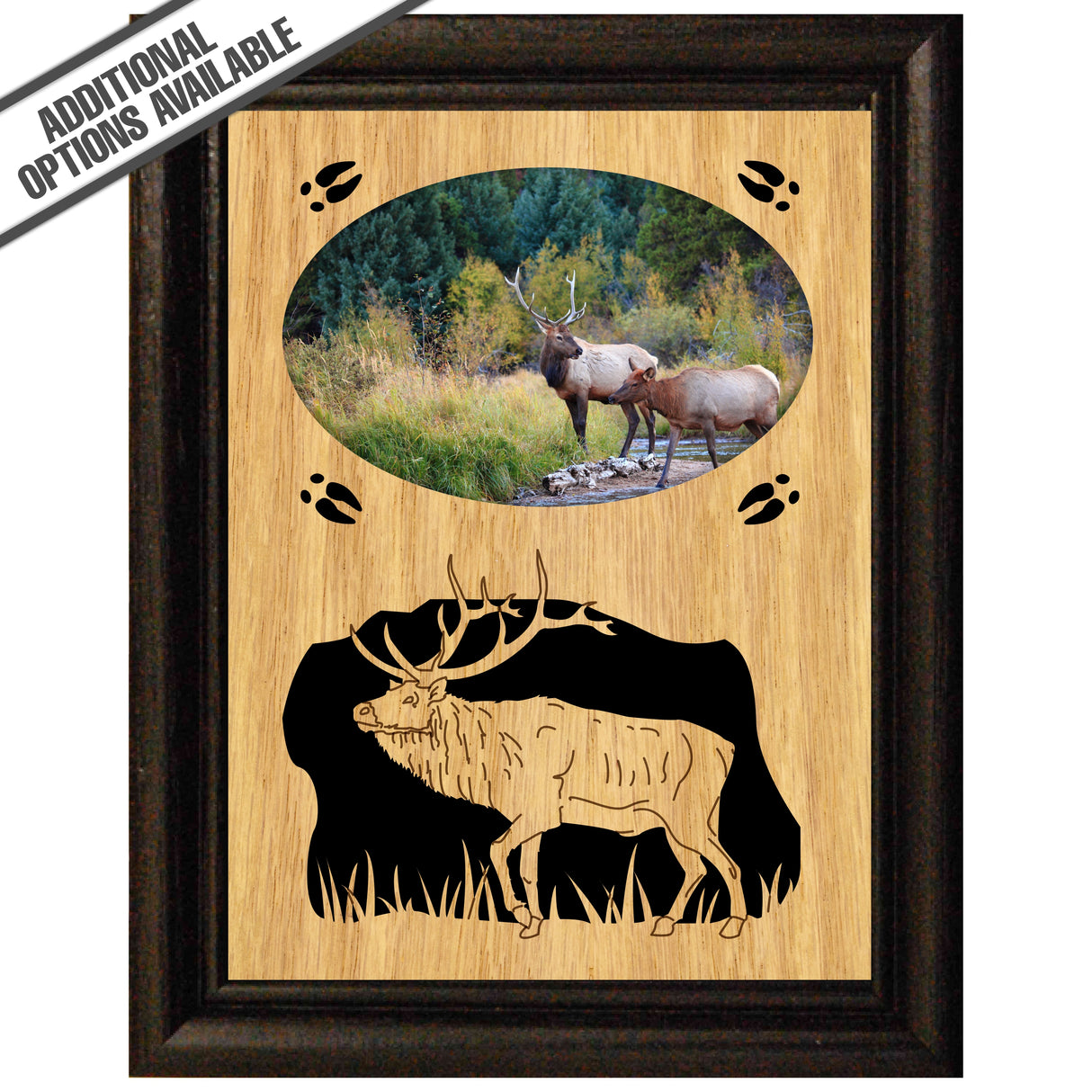 FW Engraved Wood Matte - F-MAT_-7-0012 - Elk Oval