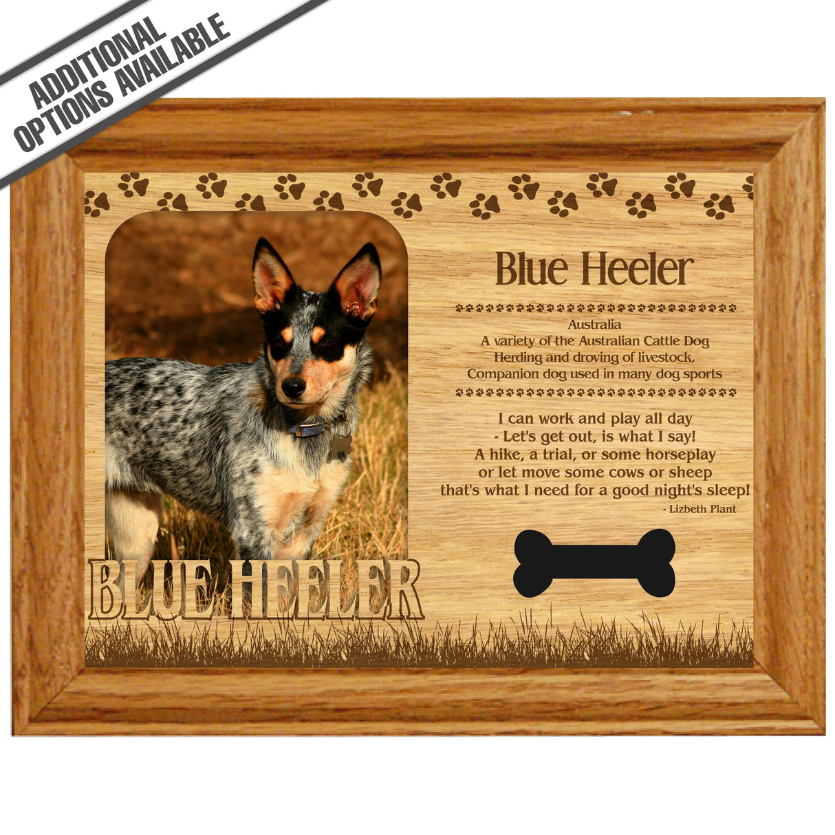 FW Engraved Wood Matte - F-MAT_-20-0027 - Blue Heeler - Dog Profile