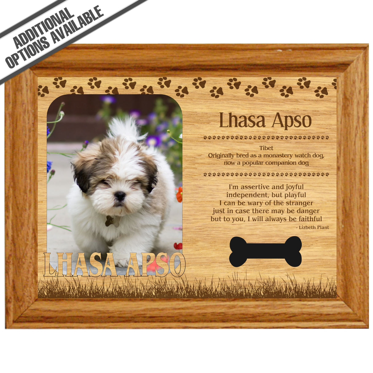 FW Engraved Wood Matte - F-MAT_-20-0104 - Lhasa Apso - Dog Profile