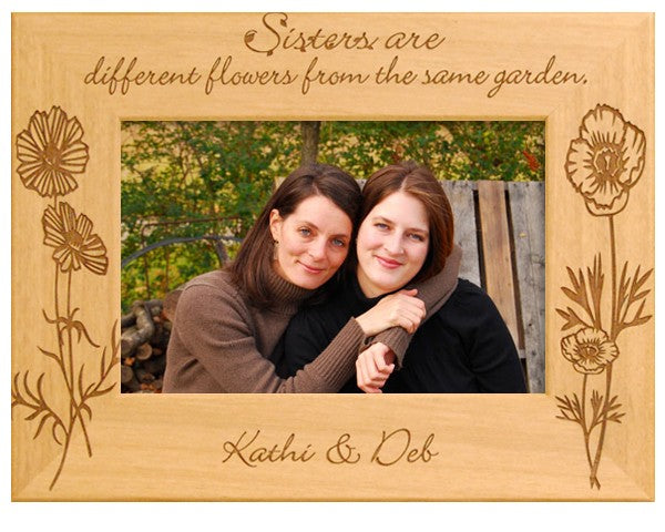 Picture frame containing photo of two sisters