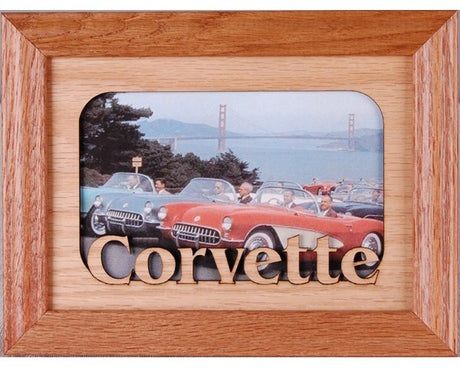 car picture frame, corvette photo frame, wooden picture frame