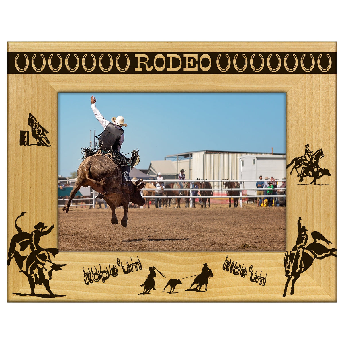 Engraved Alderwood Frame - A-FRM_-10-0094 - Rodeo Icons – GiftWorksPlus