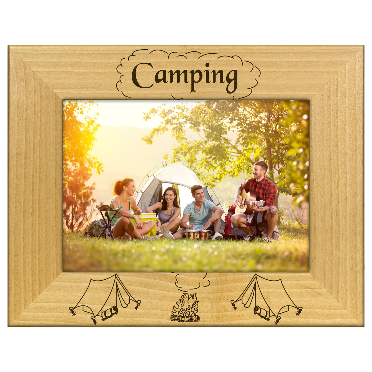 Engraved Alderwood Frame - A-FRM_-3-0004 - Tent Camping – GiftWorksPlus