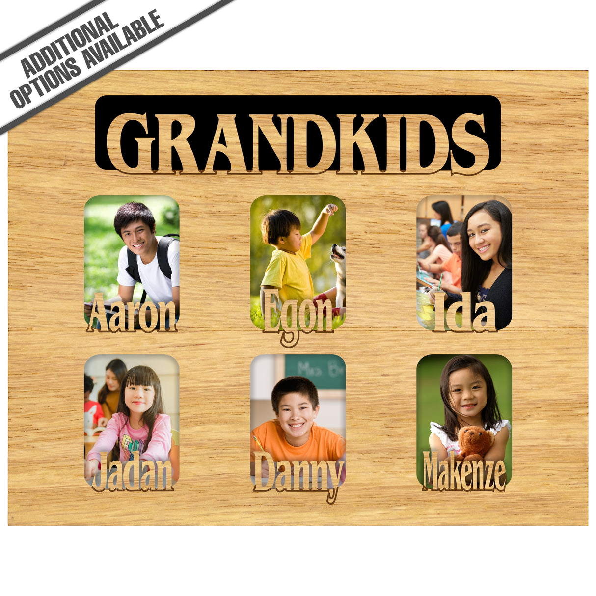 FW Engraved Wood Matte - F-MAT_-6-0183 - Grandkids - 6 Names
