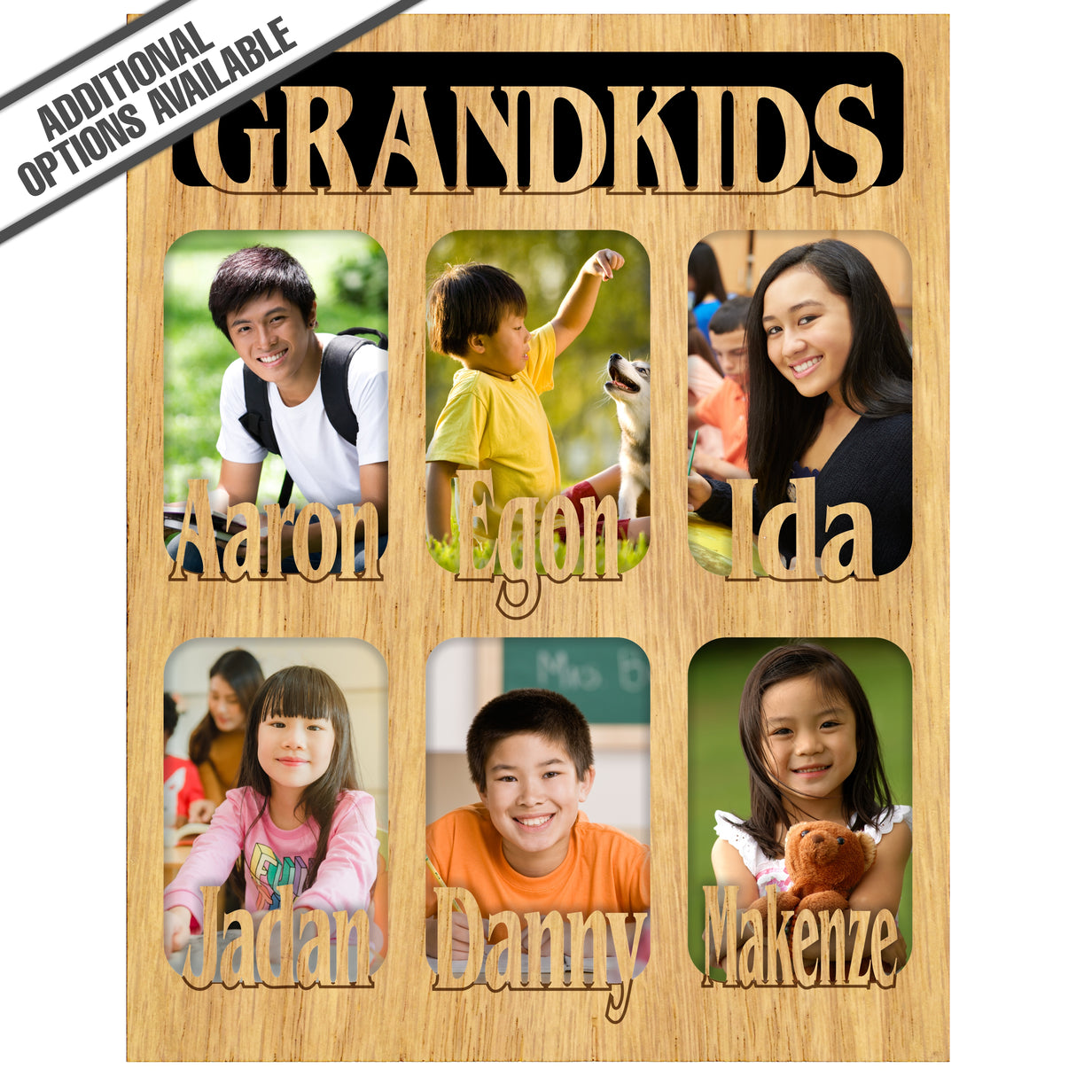 FW Engraved Wood Matte - F-MAT_-6-0183 - Grandkids - 6 Names
