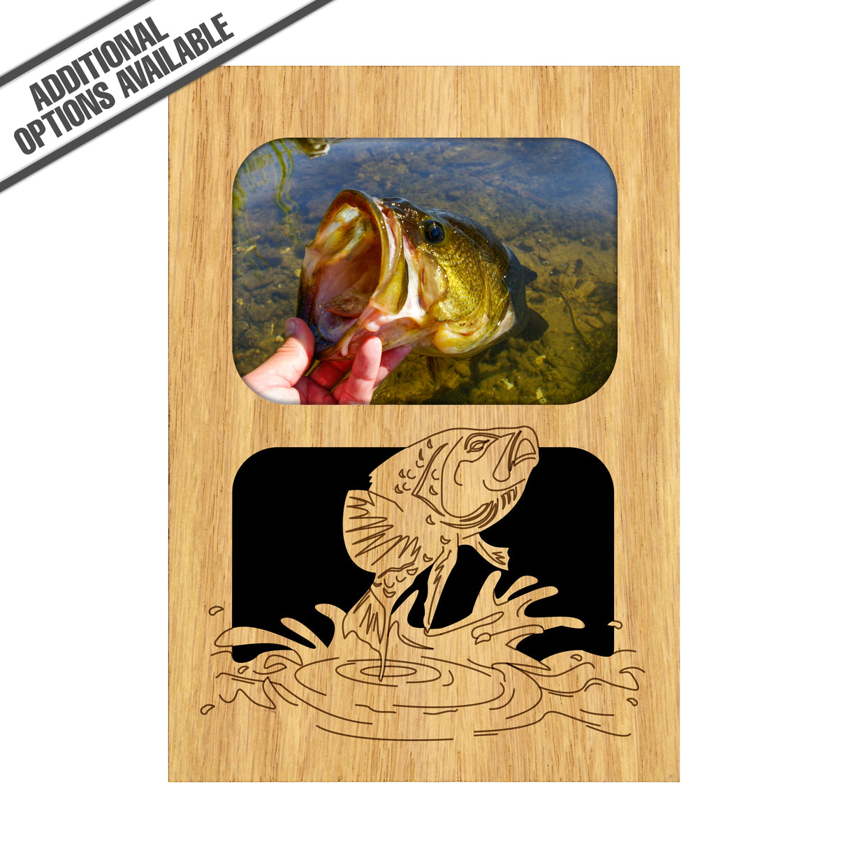 FW Engraved Wood Matte - F-MAT_-7-0213 - Fish - Bass