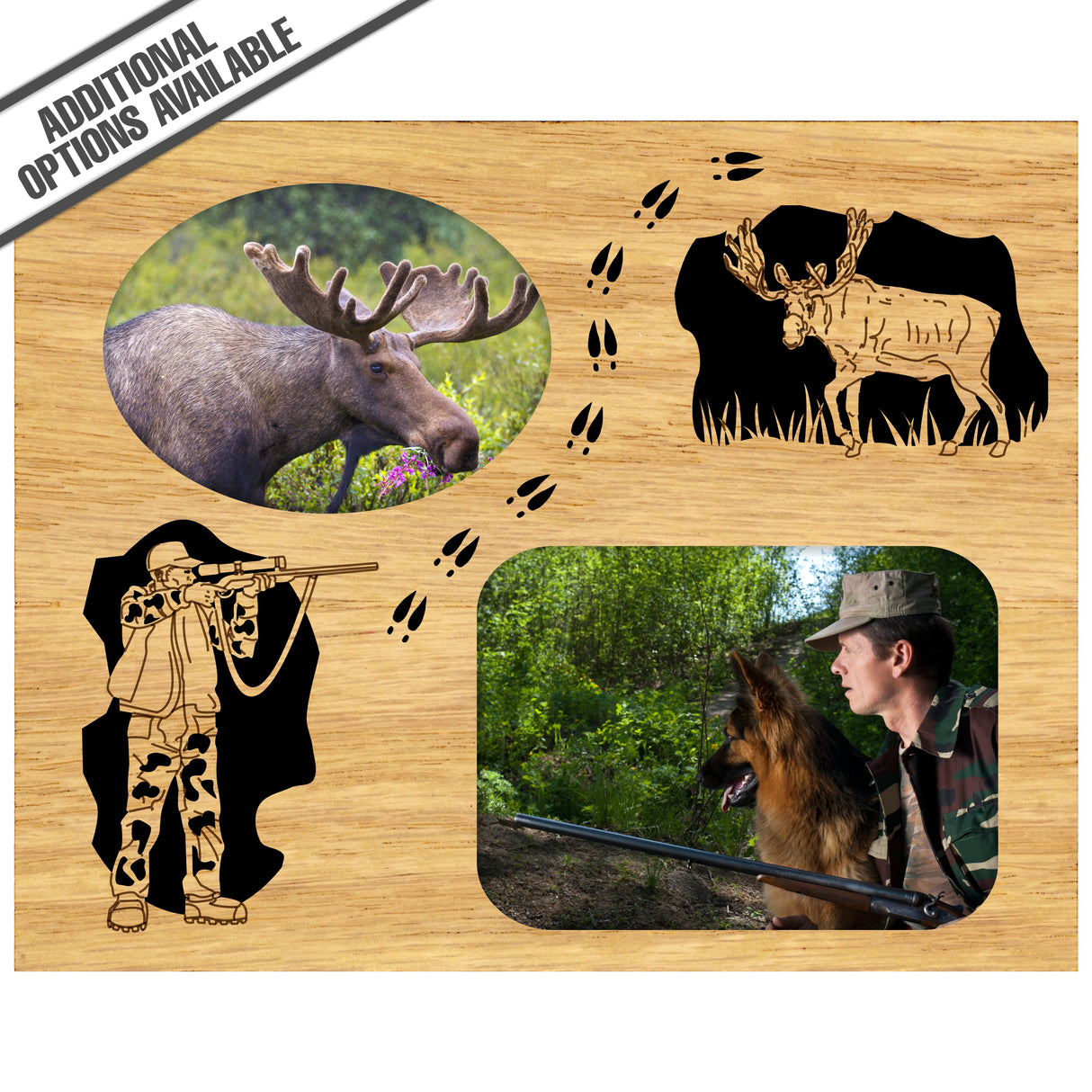 FW Engraved Wood Matte - F-MAT_-7-0034 - Rifle Hunting Moose - 2 Photos