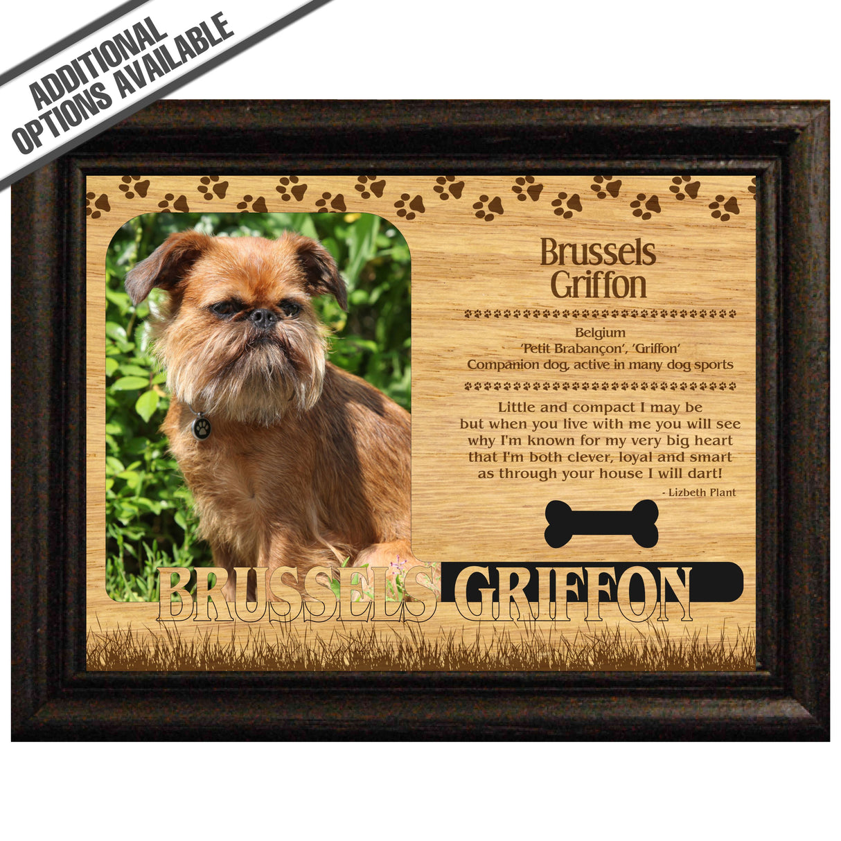 FW Engraved Wood Matte - F-MAT_-20-0040 - Brussels Griffon - Dog Profile