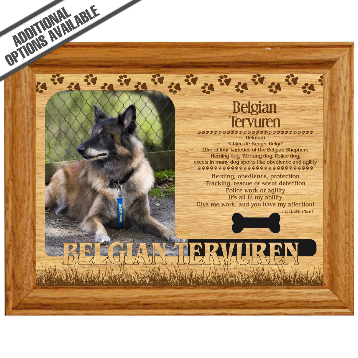FW Engraved Wood Matte - F-MAT_-20-0021 - Belgian Tervuren - Dog Profile