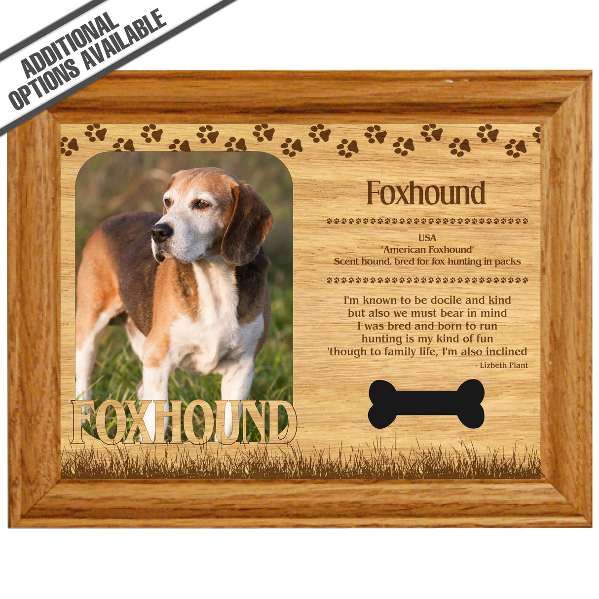 FW Engraved Wood Matte - F-MAT_-20-0074 - Foxhound - Dog Profile
