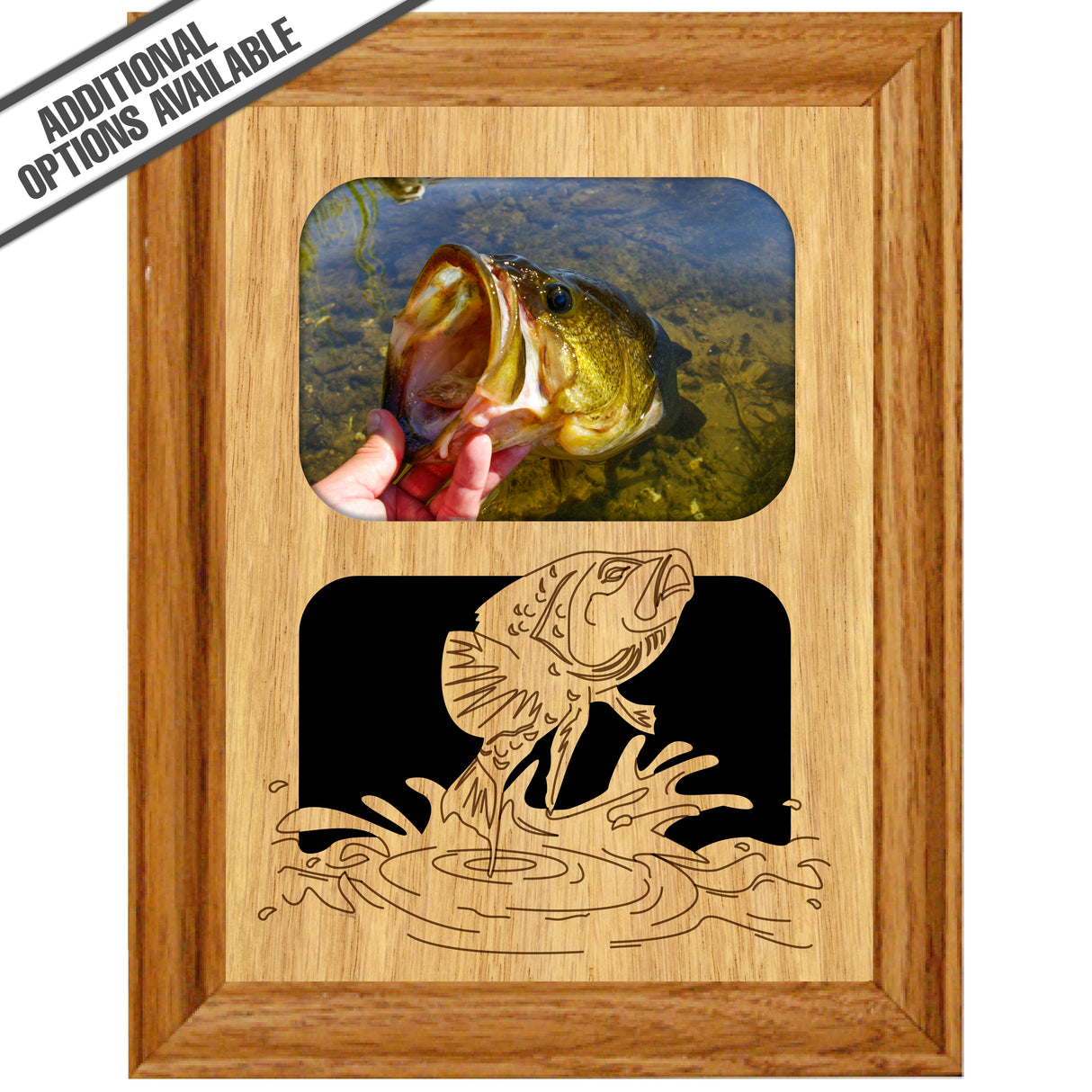 FW Engraved Wood Matte - F-MAT_-7-0213 - Fish - Bass