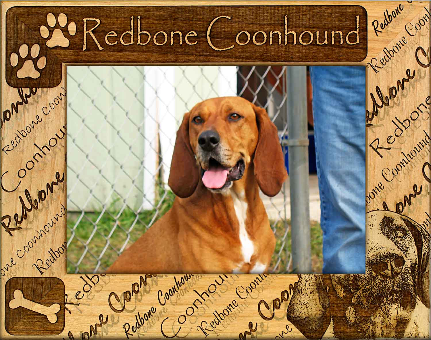 Redbone Coonhound Dog Frame Customizable Frames for Redbone Coonhounds GiftWorksPlus