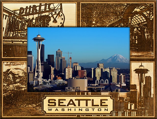 Seattle Washington City Quadrant Photo Frame