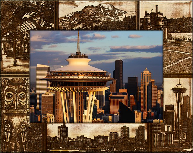 Seattle Washington Full Quadrant Picture Frame