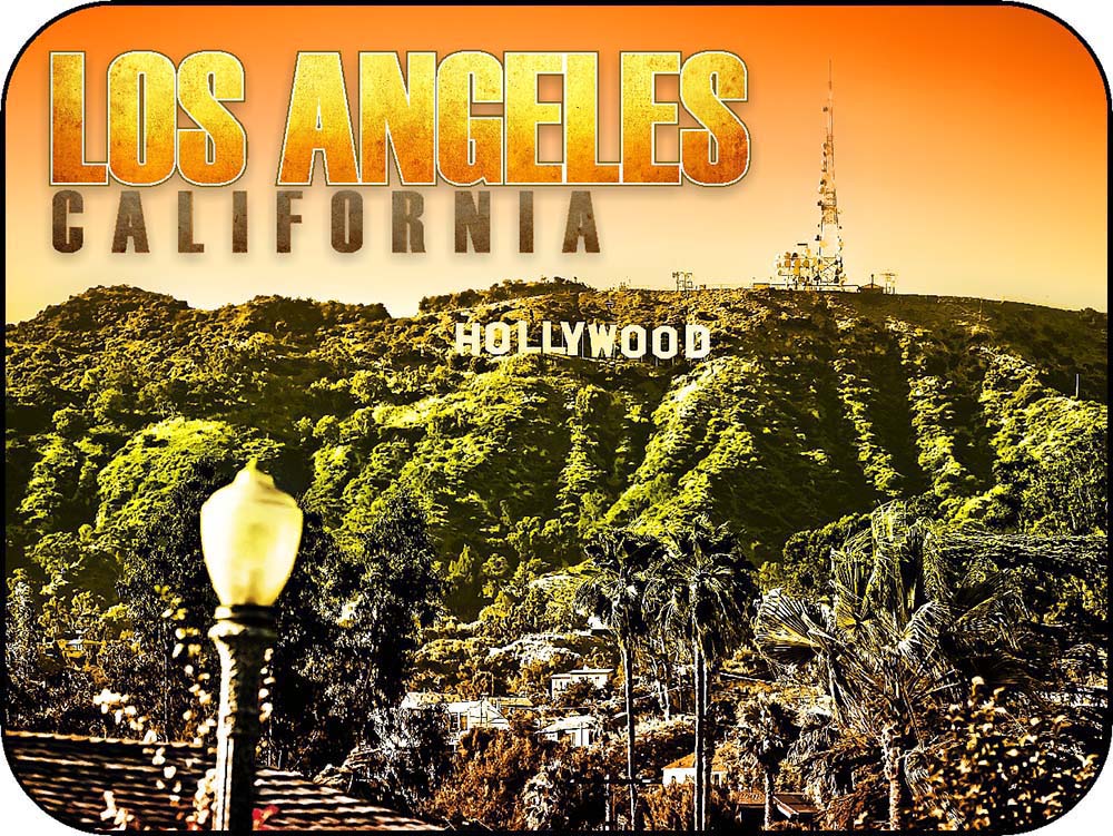 Los Angeles California Hollywood Hill Orange Glow