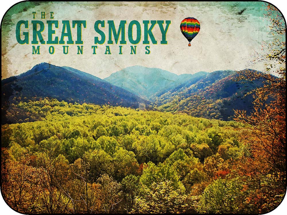 The Great Smoky Mountains Hot Air Balloon Painting Style