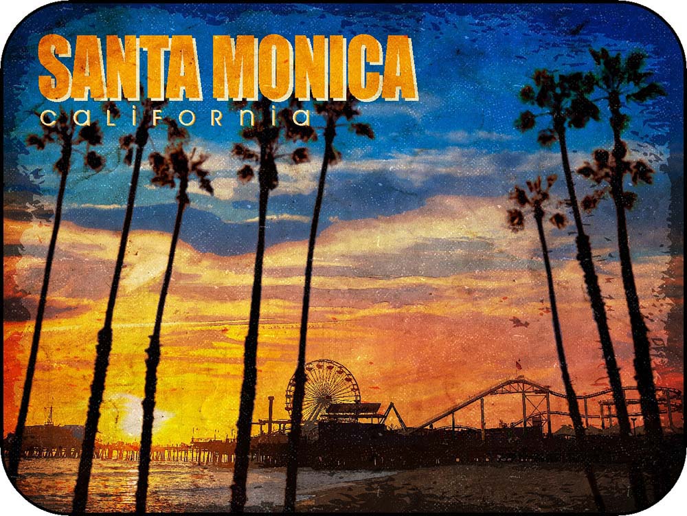 Santa Monica Pier California Palm Sunset