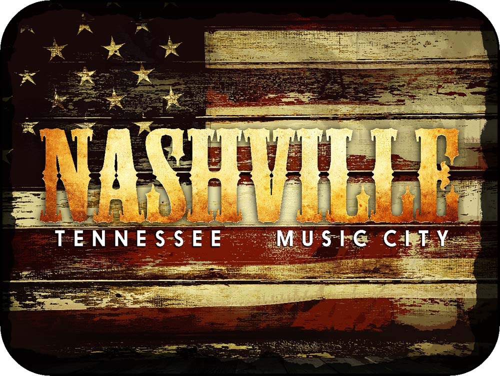 Nashville Tennessee Wood American Flag