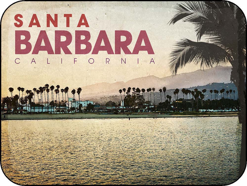 Santa Barbara California Palm Mountains & Water Front