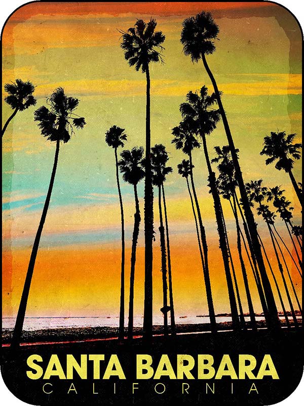 Santa Barbara California Palm Tree Sunset Vertical