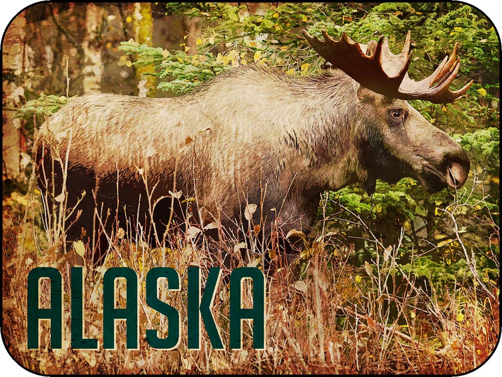 Alaska Forest Wandering Moose Painting Style