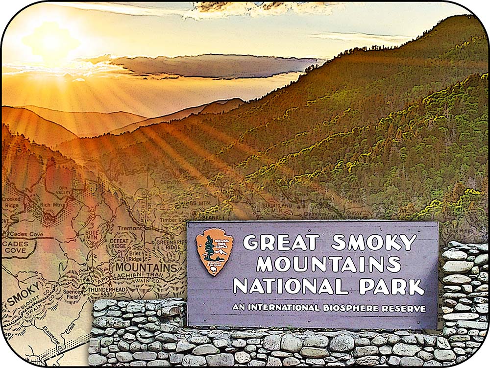 Great Smoky Mountains Park Sign Map Magnet