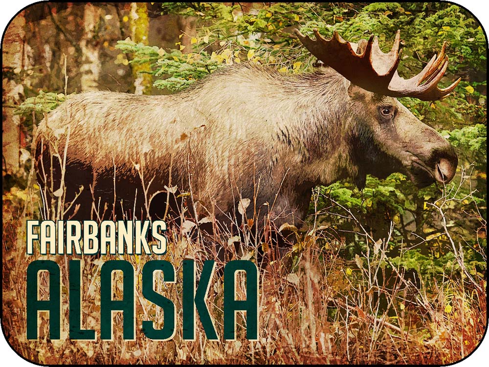 Fairbanks Alaska Forest Wandering Moose - Painting Style