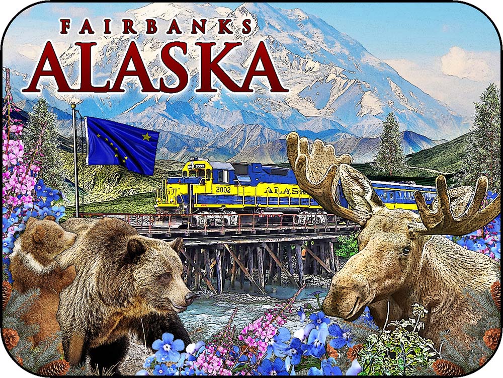 Fairbanks Alaska Train & Mountainscape