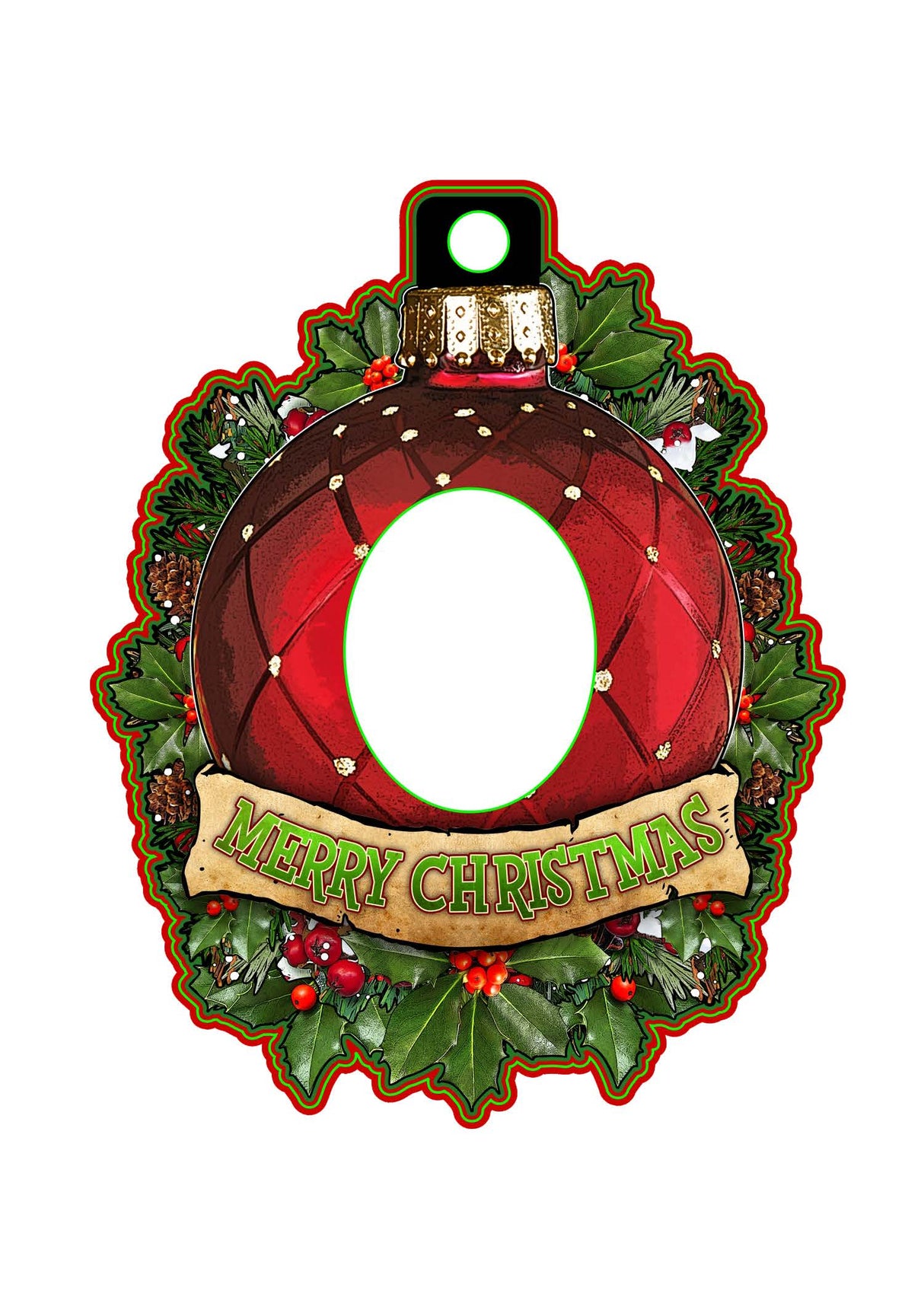 Merry Christmas - Ball Ornament - Red
