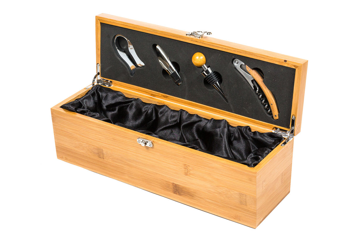 Wine Box Set with Wine Tools - Bamboo - Single