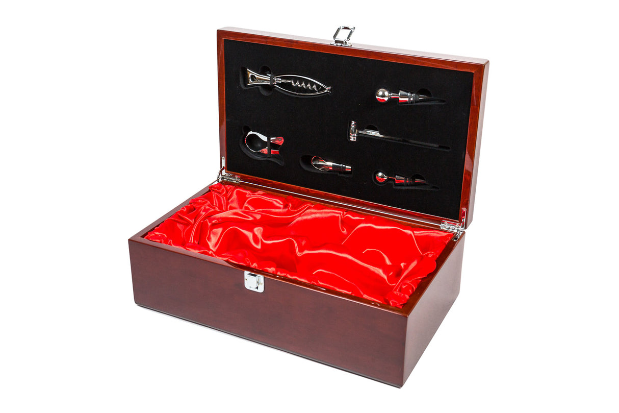 Wine Box Set with Wine Tools - Rosewood Piano Finish - Double