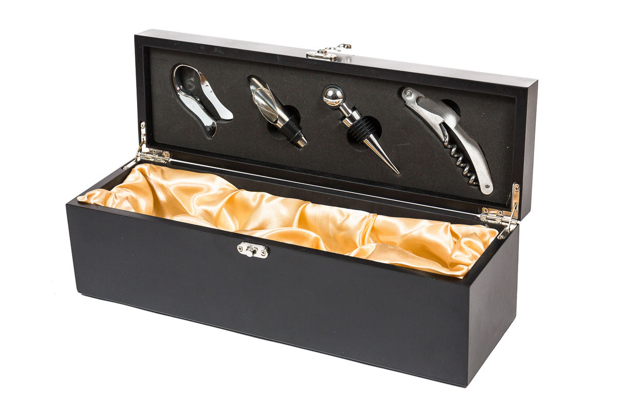 Wine Box Set with Wine Tools - Matte Black Finish - Single