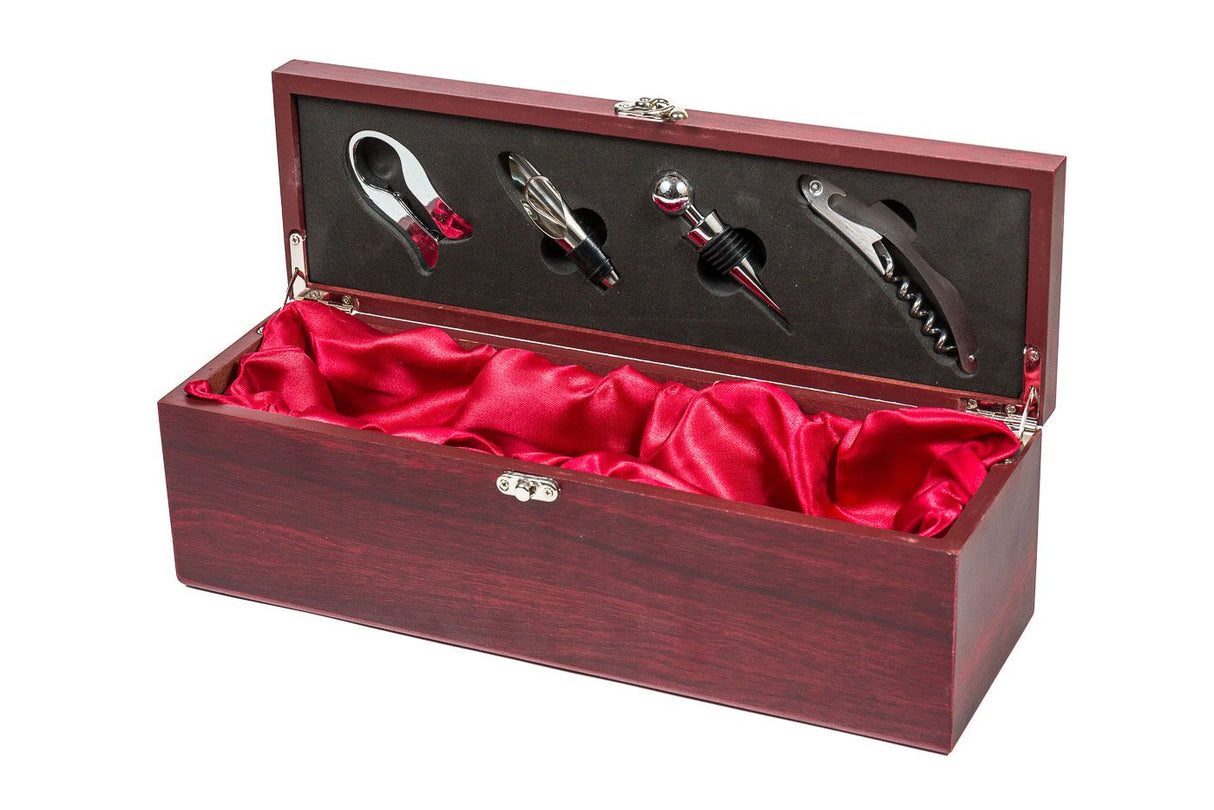 Wine Box Set with Wine Tools - Rosewood Finish - Single